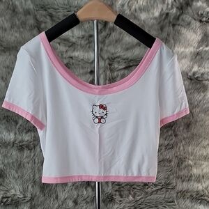 Hello Kitty White and Pink Crop Top-NWT